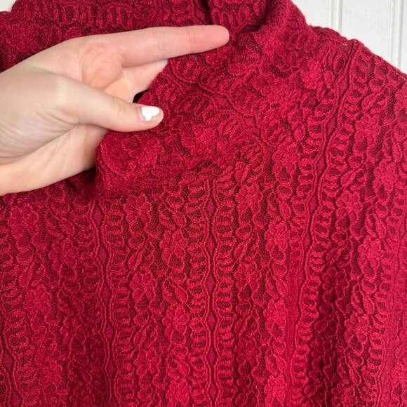 J Jill red lace long sleeve turtleneck stretchy top lined size 3X J19 - Picture 4 of 6